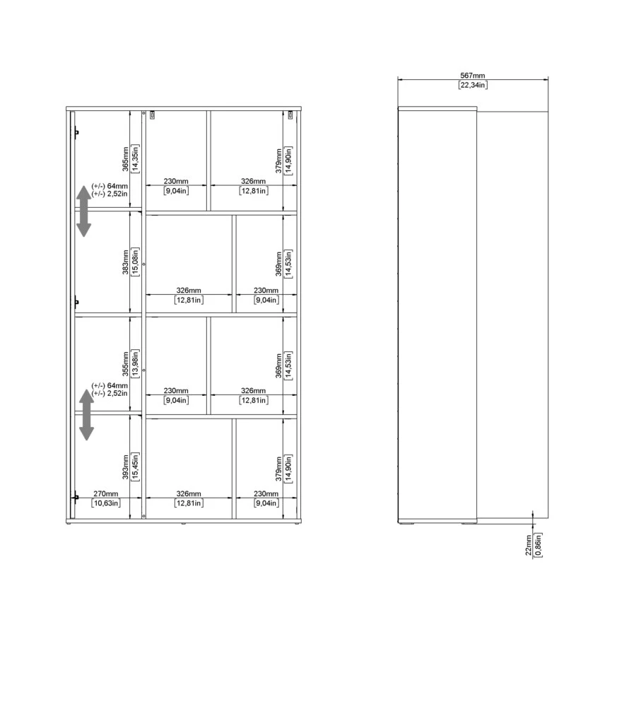 Libreria 'labirinto' bianco e quercia, 88x29x157 cm